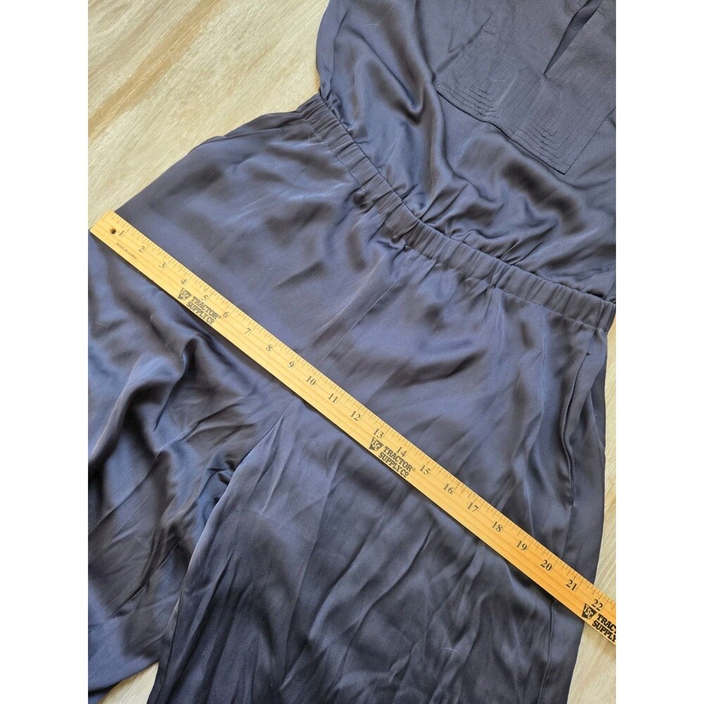 BCBGMAXAZRIA Navy Blue Wide Leg Halter Jumpsuit Keyhole Womens M EUC - Picture 8 of 11